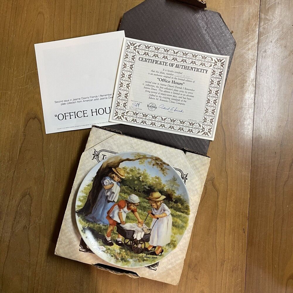 Knowles Fine China Office Hours Vintage Collector Plate Artist Jeanne Down 8.25”